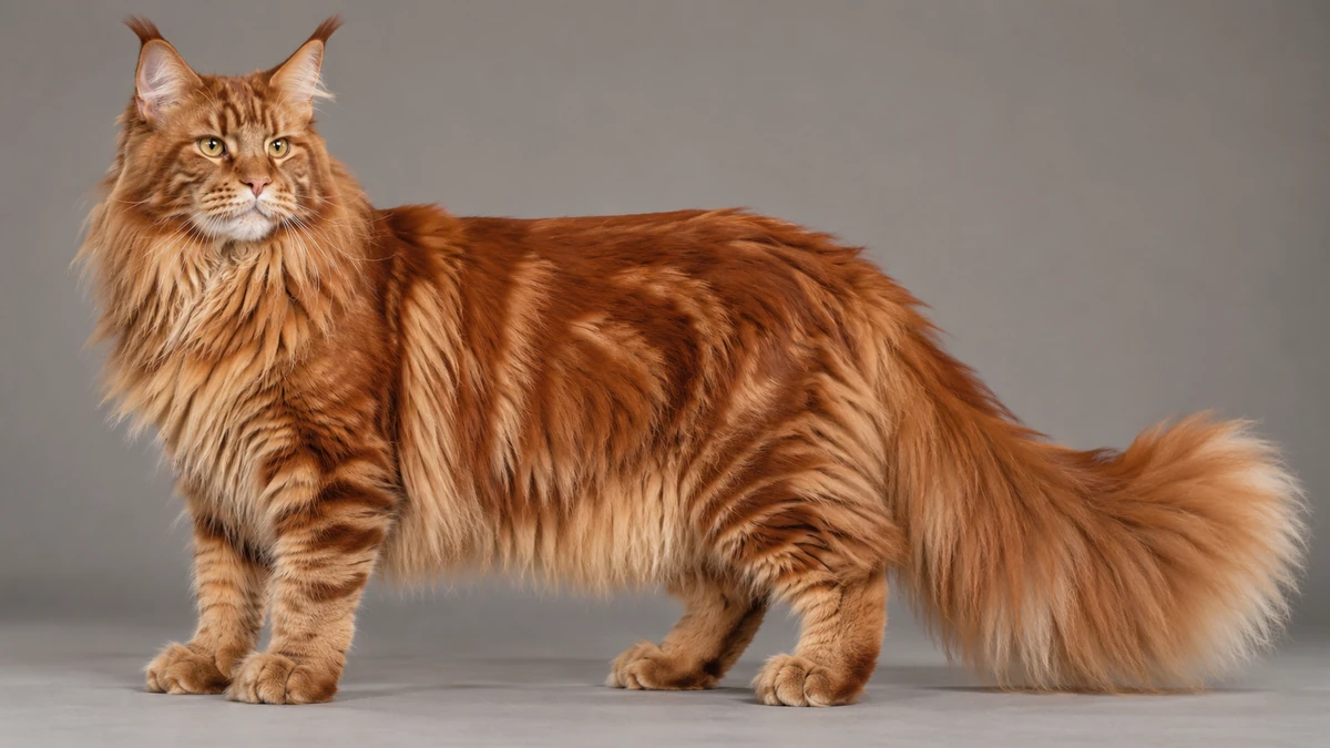 Maine Coon kedi — kırmızı tabby