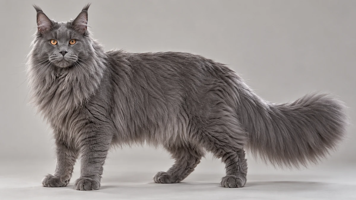 Maine Coon kedi — mavi (gri)