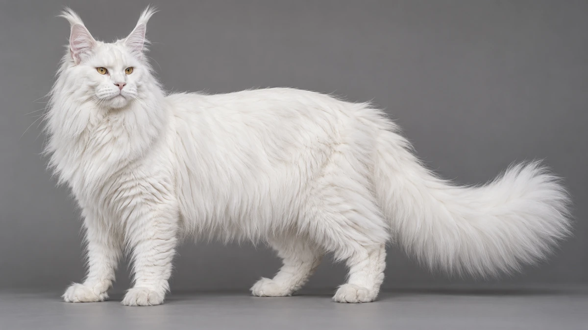 Maine Coon kedi — beyaz
