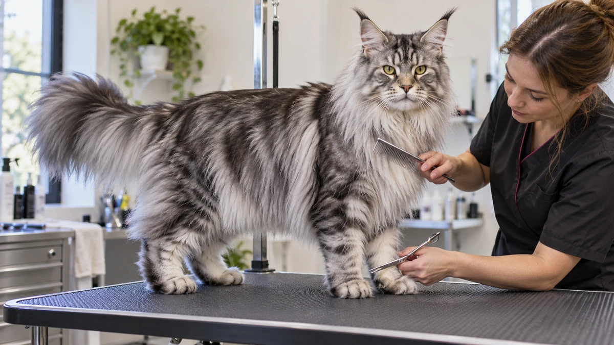Maine Coon kedi — bakım ve tımar