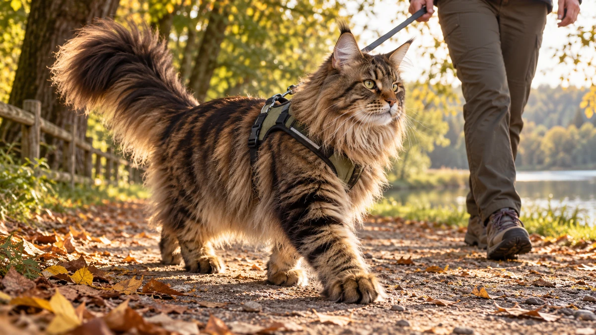 Maine Coon kedi — oyun ve egzersiz anı