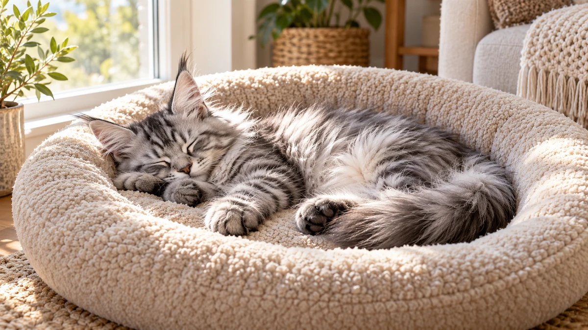 Maine Coon ilan — uyuyan Maine Coon yavru ilan fotoğrafı
